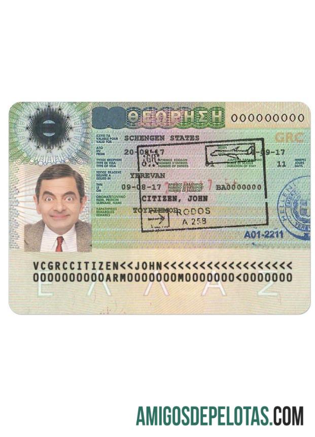 GRÉCIA Visto Schengen Versão 2 exemplo real